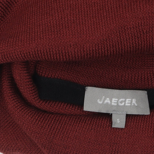 Jaeger Women Black Wool Knit Roll Neck Sweater Dress S