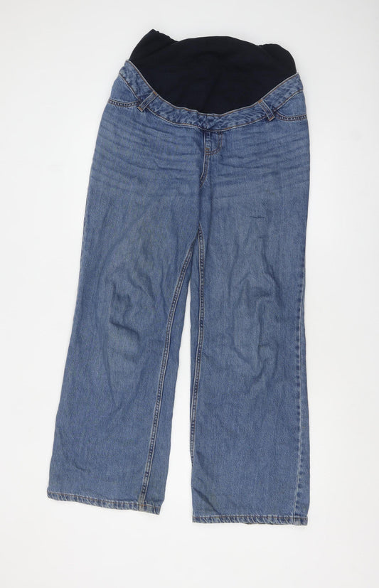 New Look Maternity Blue Wide Leg Over Bump Jeans UK 10