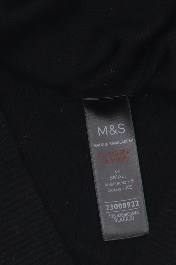 Marks and Spencer Women's Black Roll Neck Jumper Size S