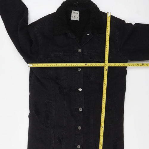 Denim Co. Women's Black Mid-Length Denim Jacket Size 10