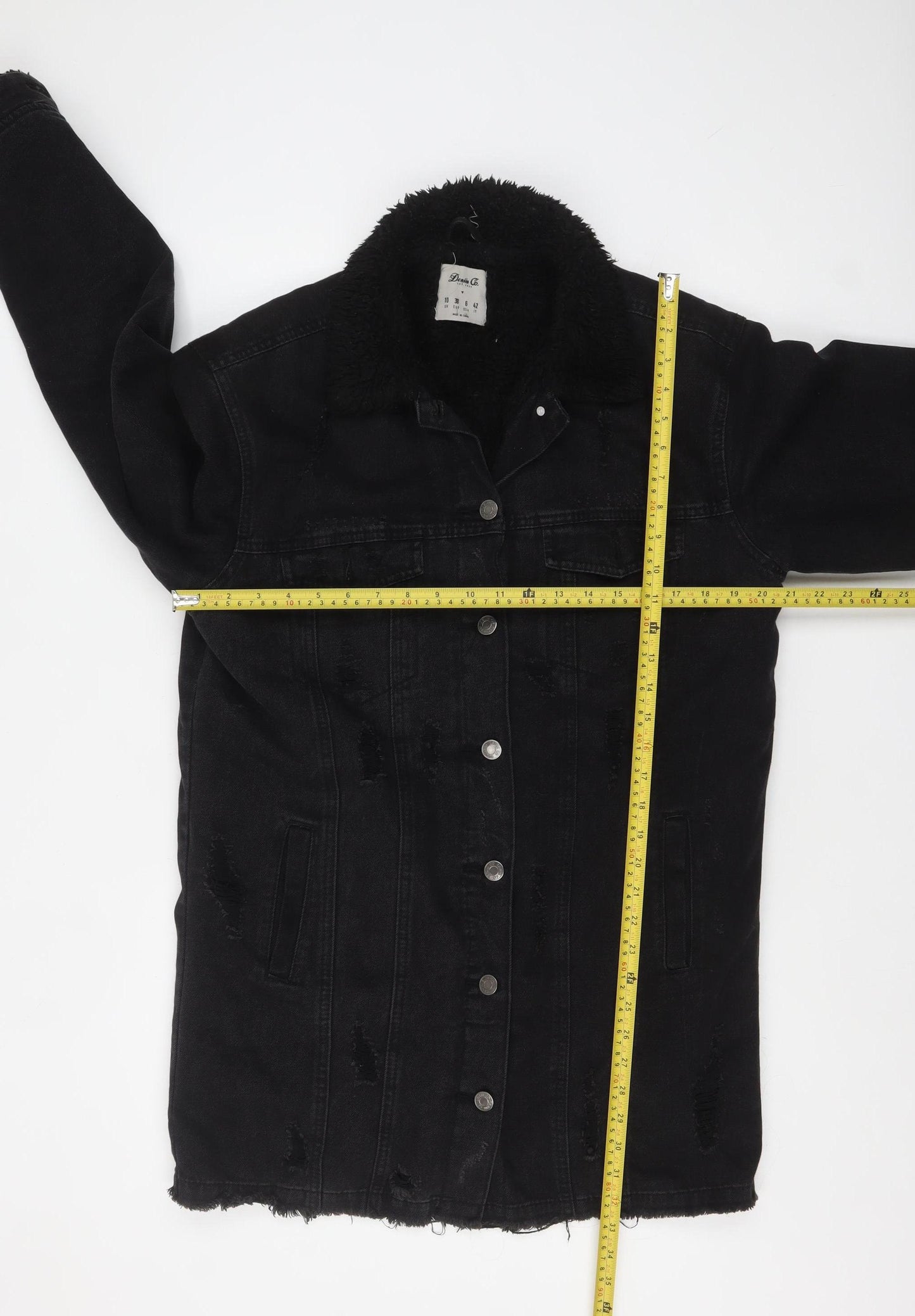 Denim Co. Women's Black Mid-Length Denim Jacket Size 10