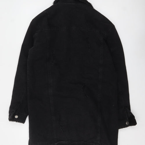 Denim Co. Women's Black Mid-Length Denim Jacket Size 10