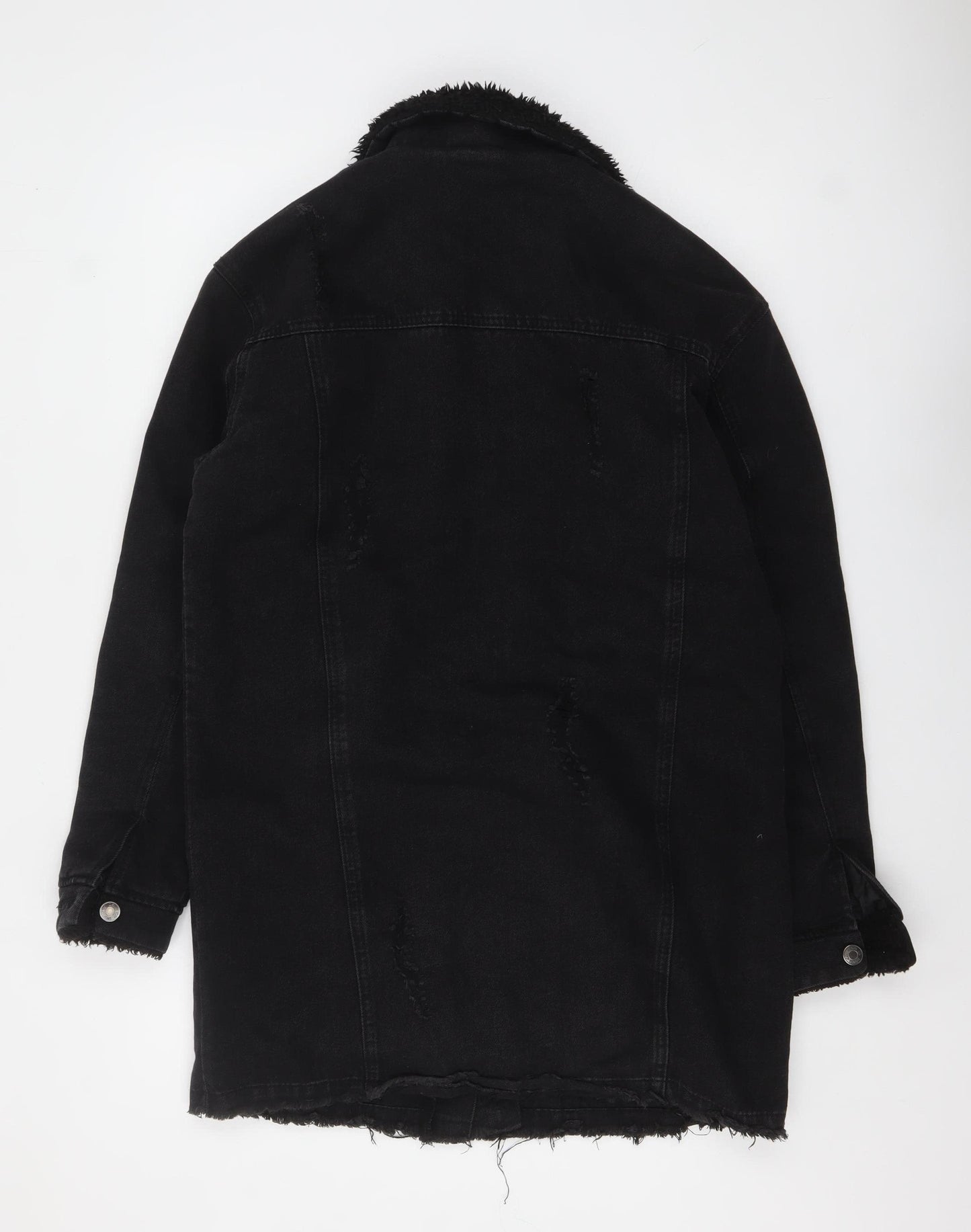 Denim Co. Women's Black Mid-Length Denim Jacket Size 10