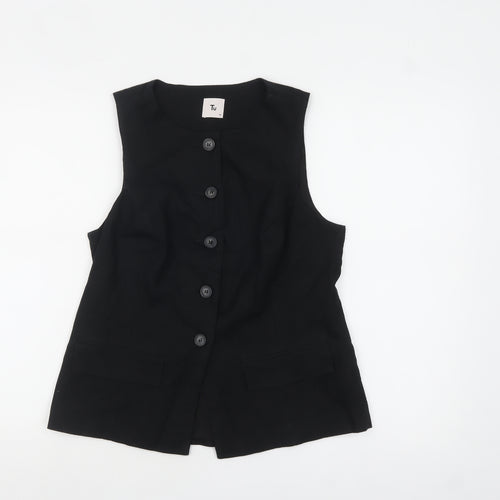 Tu Women Black Linen Blend Suit Waistcoat Size 12 Sleeveless Smart