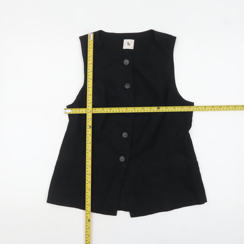 Tu Women Black Linen Blend Suit Waistcoat Size 12 Sleeveless Smart