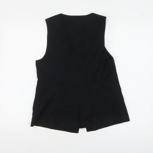 Tu Women Black Linen Blend Suit Waistcoat Size 12 Sleeveless Smart