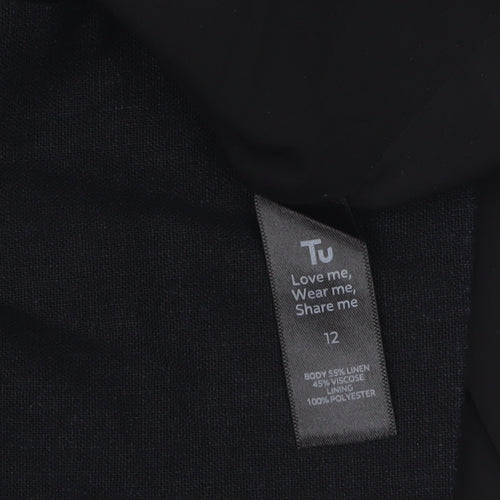 Tu Women Black Linen Blend Suit Waistcoat Size 12 Sleeveless Smart