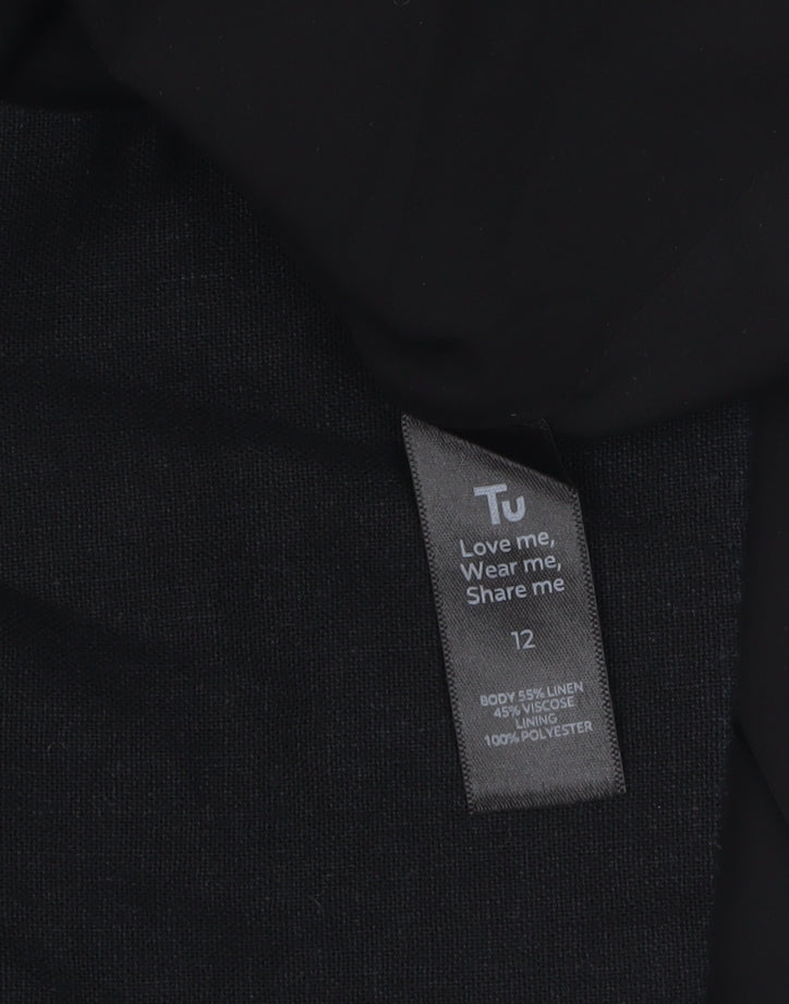 Tu Women Black Linen Blend Suit Waistcoat Size 12 Sleeveless Smart