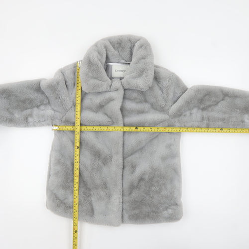 George Women’s Grey Faux Fur Coat XS Soft Lined Winter Overcoat