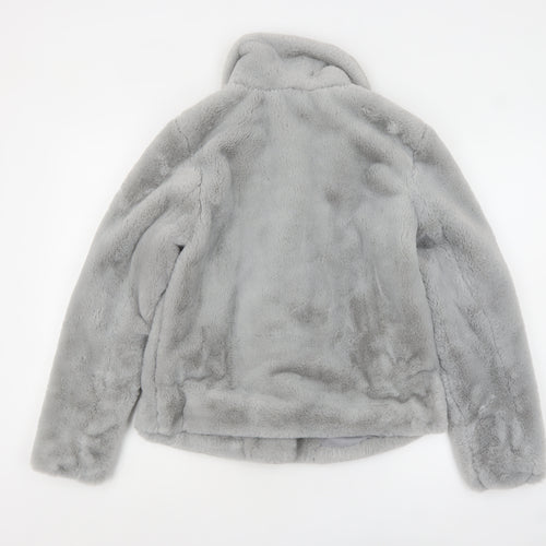 George Women’s Grey Faux Fur Coat XS Soft Lined Winter Overcoat