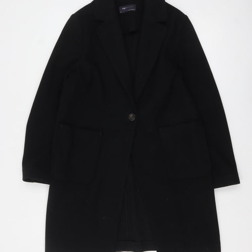 Marks and Spencer Women's Black Long Overcoat Size 10 Classic Style