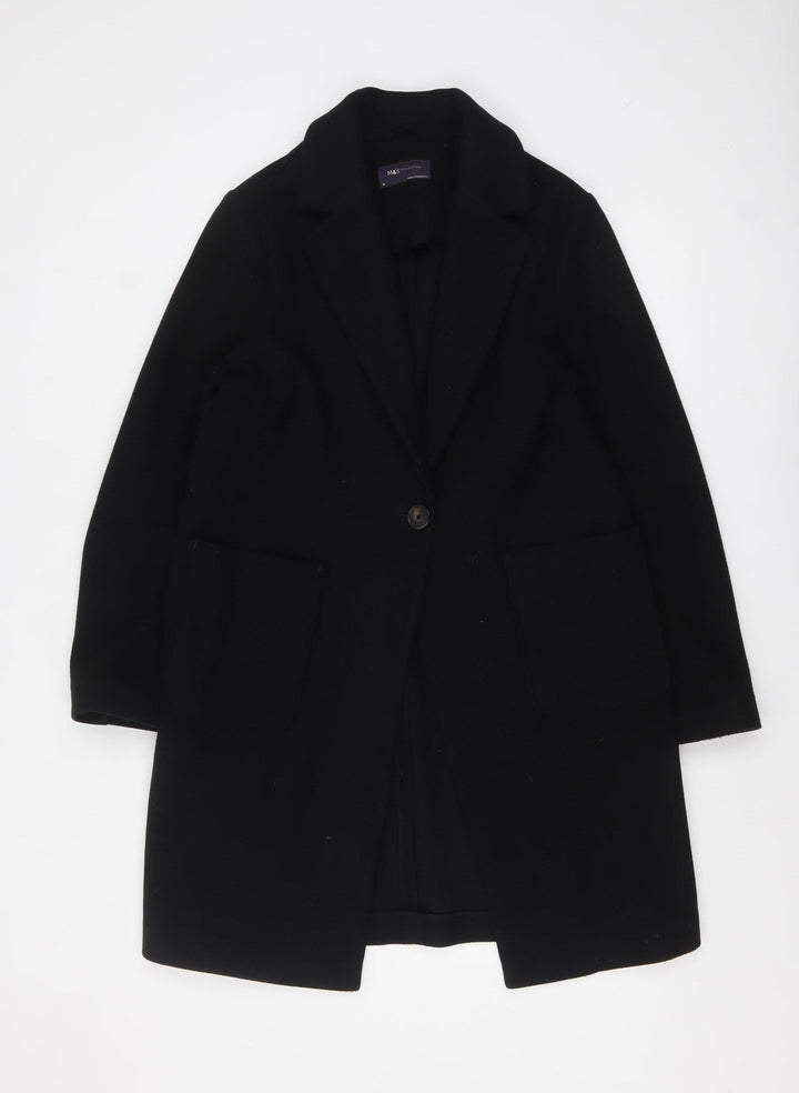 Marks and Spencer Women's Black Long Overcoat Size 10 Classic Style