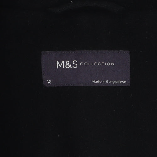 Marks and Spencer Women's Black Long Overcoat Size 10 Classic Style