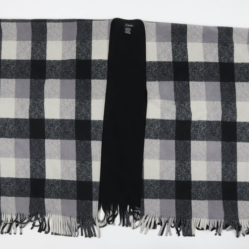 Estudio Women Grey Check Poncho One Size Fleece Fringe Wrap