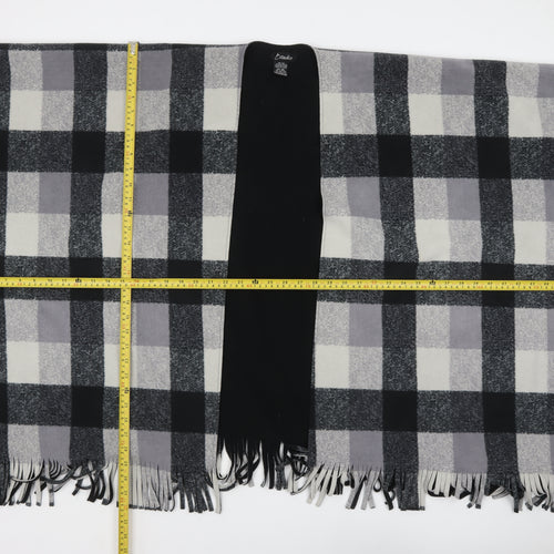 Estudio Women Grey Check Poncho One Size Fleece Fringe Wrap