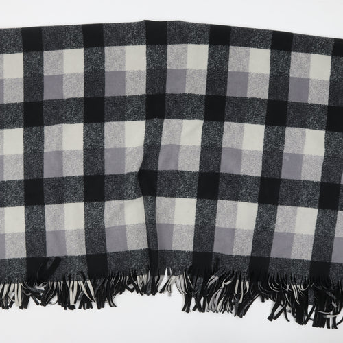 Estudio Women Grey Check Poncho One Size Fleece Fringe Wrap