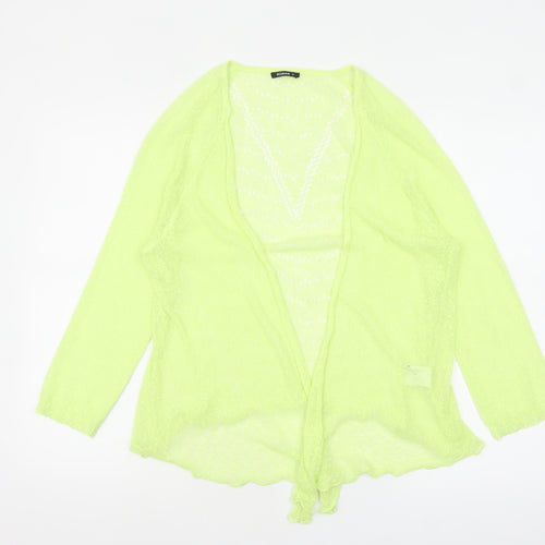 Roman Womens Yellow Open Knit Long Sleeve Cardigan Size 14
