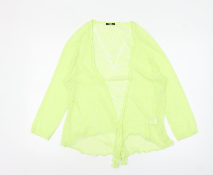 Roman Womens Yellow Open Knit Long Sleeve Cardigan Size 14