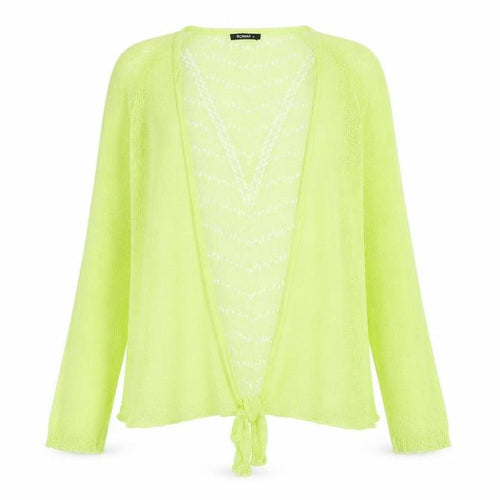 Roman Womens Yellow Open Knit Long Sleeve Cardigan Size 14