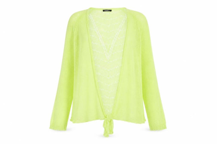 Roman Womens Yellow Open Knit Long Sleeve Cardigan Size 14