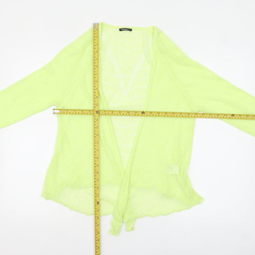 Roman Womens Yellow Open Knit Long Sleeve Cardigan Size 14