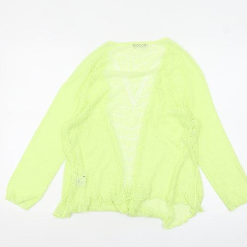 Roman Womens Yellow Open Knit Long Sleeve Cardigan Size 14