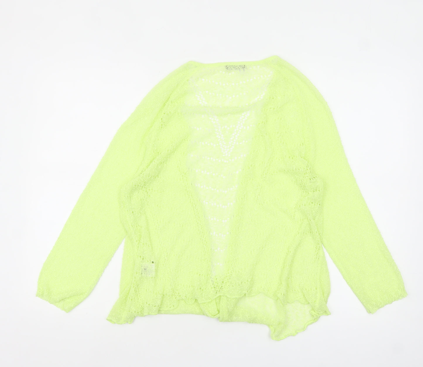 Roman Womens Yellow Open Knit Long Sleeve Cardigan Size 14