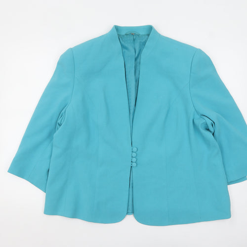 Isle Women Blue Regular 3/4 Sleeve Shawl Collar Blazer Size 22
