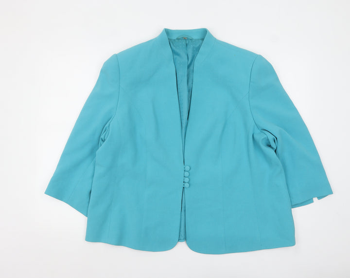 Isle Women Blue Regular 3/4 Sleeve Shawl Collar Blazer Size 22