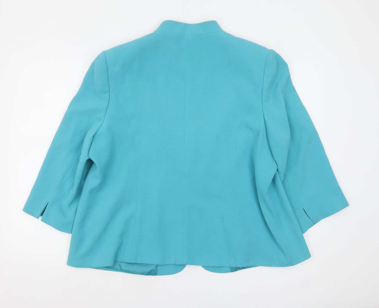 Isle Women Blue Regular 3/4 Sleeve Shawl Collar Blazer Size 22