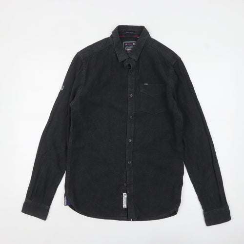 Superdry Men’s Black Flannel Button-Up Long Sleeve Casual Shirt Medium