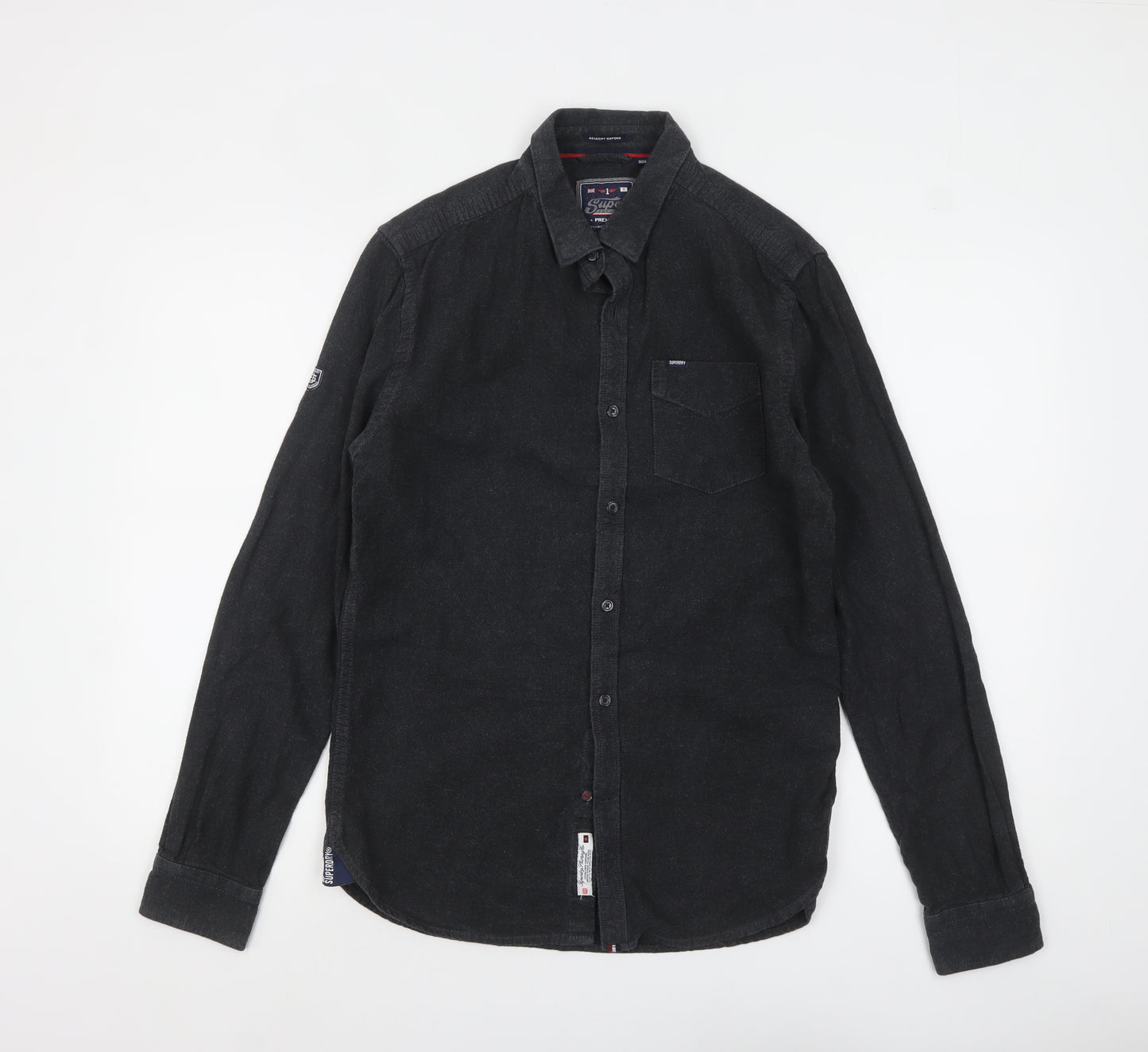 Superdry Men’s Black Flannel Button-Up Long Sleeve Casual Shirt Medium