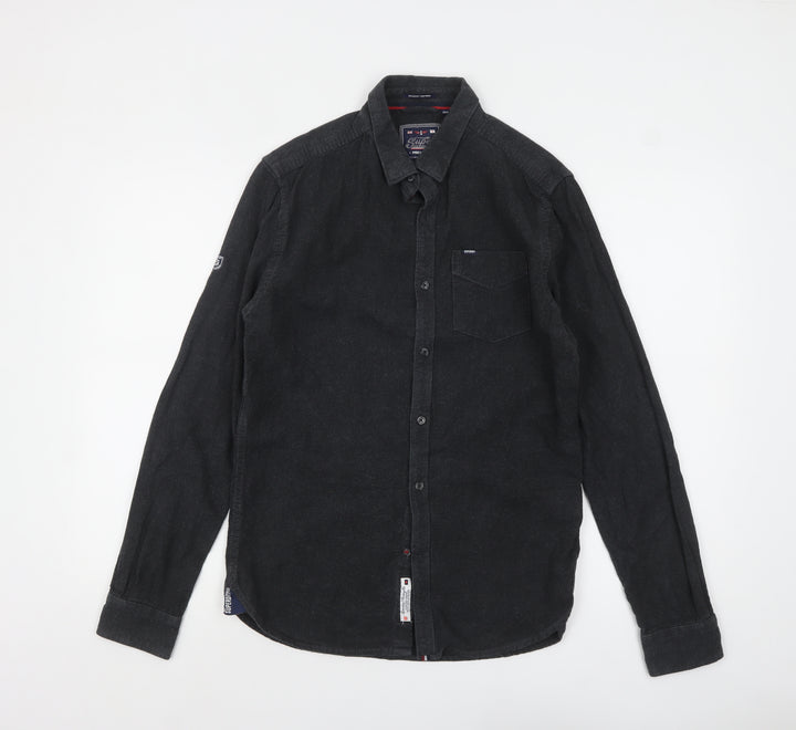 Superdry Men’s Black Flannel Button-Up Long Sleeve Casual Shirt Medium