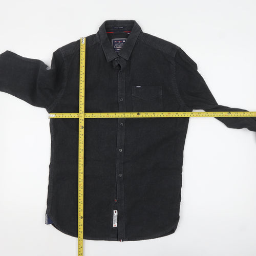 Superdry Men’s Black Flannel Button-Up Long Sleeve Casual Shirt Medium
