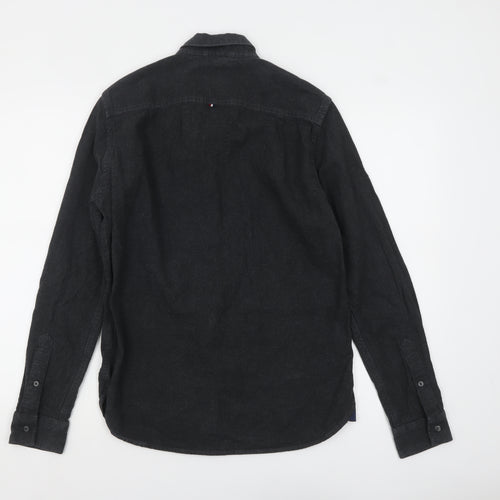 Superdry Men’s Black Flannel Button-Up Long Sleeve Casual Shirt Medium