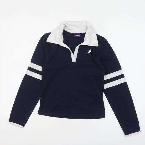 Kangol Women's Blue Collared Long Sleeve Polo Shirt Size 10