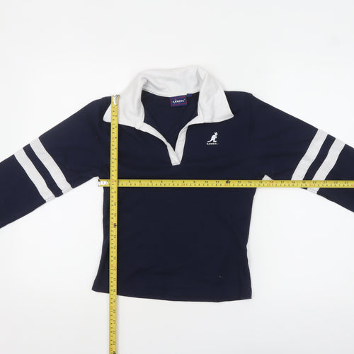 Kangol Women's Blue Collared Long Sleeve Polo Shirt Size 10