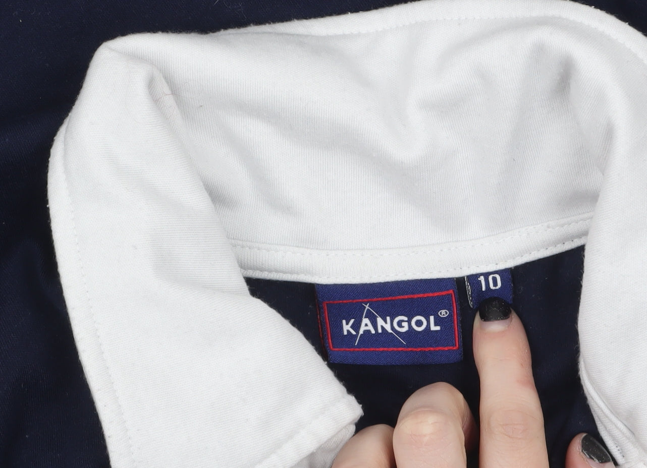 Kangol Women's Blue Collared Long Sleeve Polo Shirt Size 10