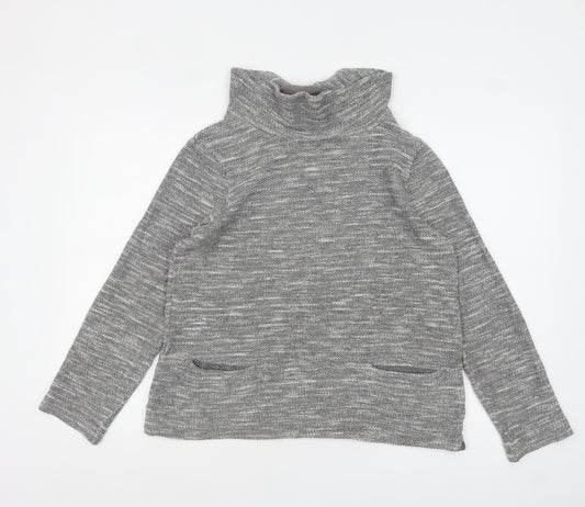 White Stuff Women Grey Knit Roll Neck Long Sleeve Top UK 12