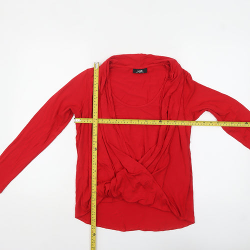 Wallis Women Red Wrap Long Sleeve Jersey Blouse Size 12