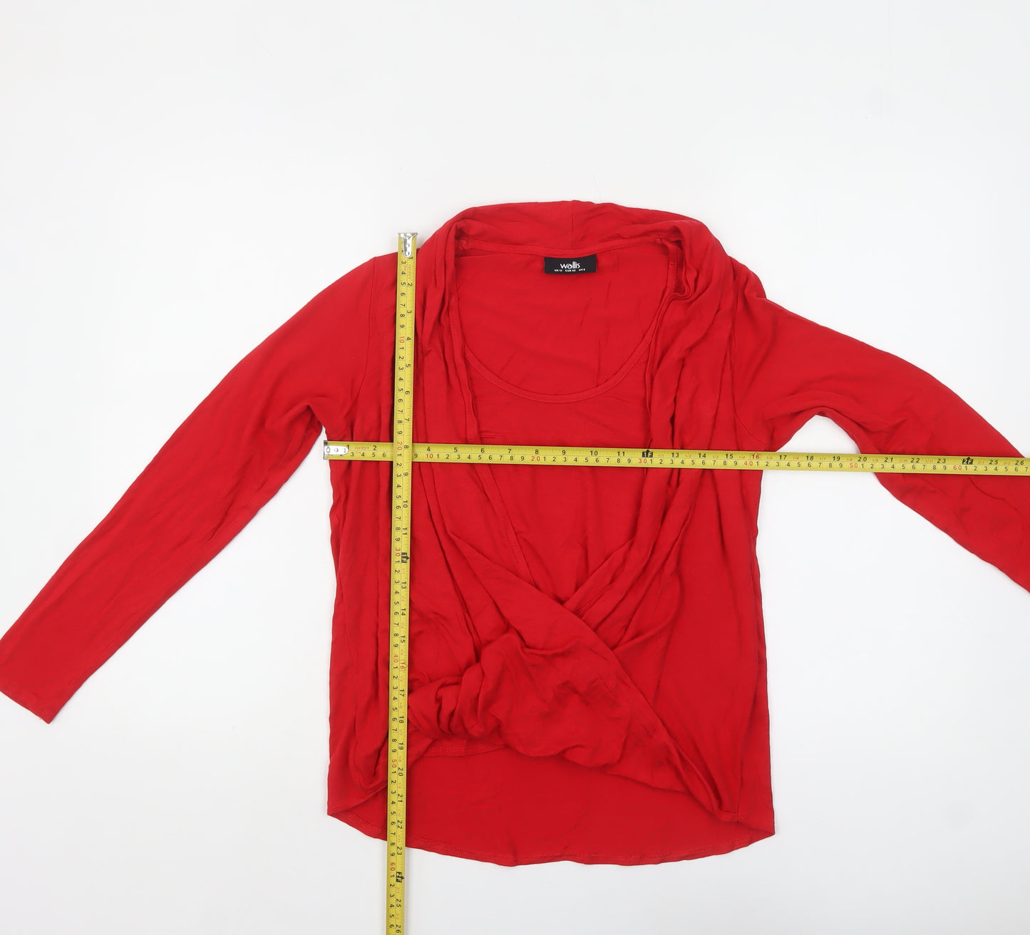 Wallis Women Red Wrap Long Sleeve Jersey Blouse Size 12