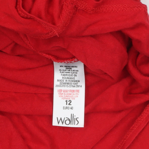 Wallis Women Red Wrap Long Sleeve Jersey Blouse Size 12