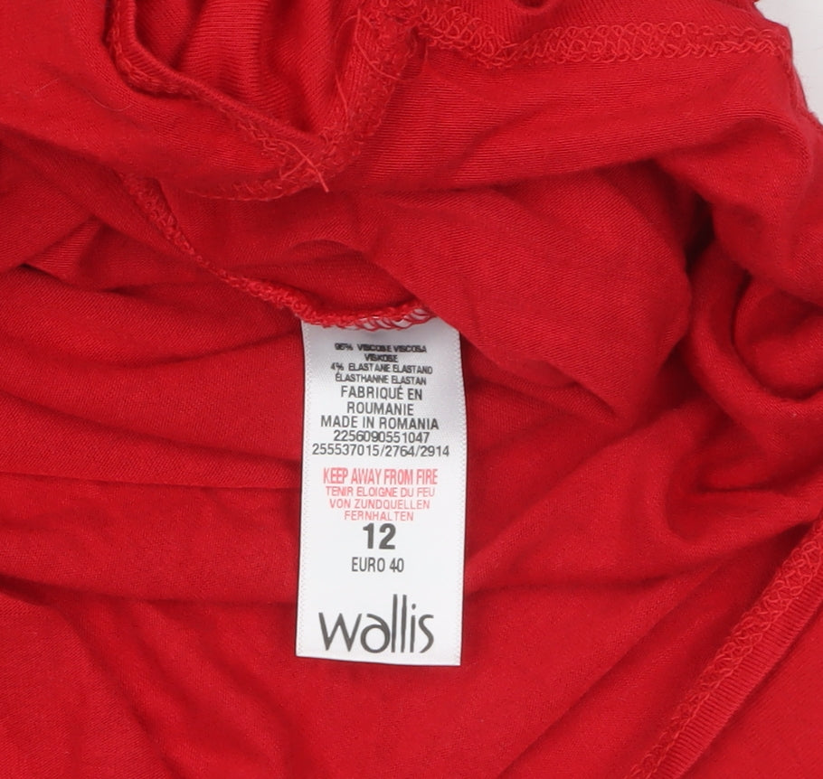 Wallis Women Red Wrap Long Sleeve Jersey Blouse Size 12