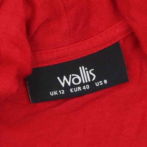 Wallis Women Red Wrap Long Sleeve Jersey Blouse Size 12