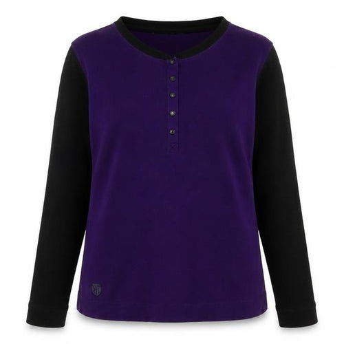 Ralph Lauren Women’s Purple Black Long Sleeve Henley Jersey Top XL