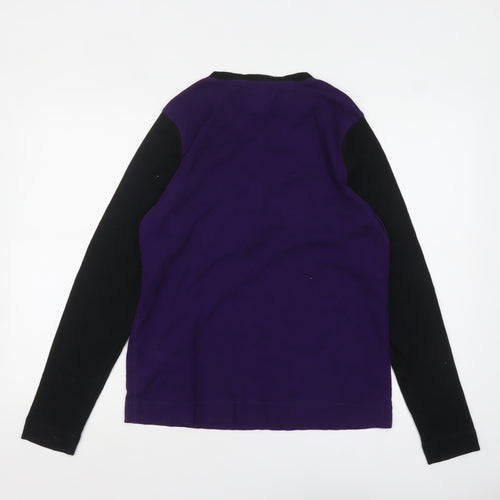 Ralph Lauren Women’s Purple Black Long Sleeve Henley Jersey Top XL