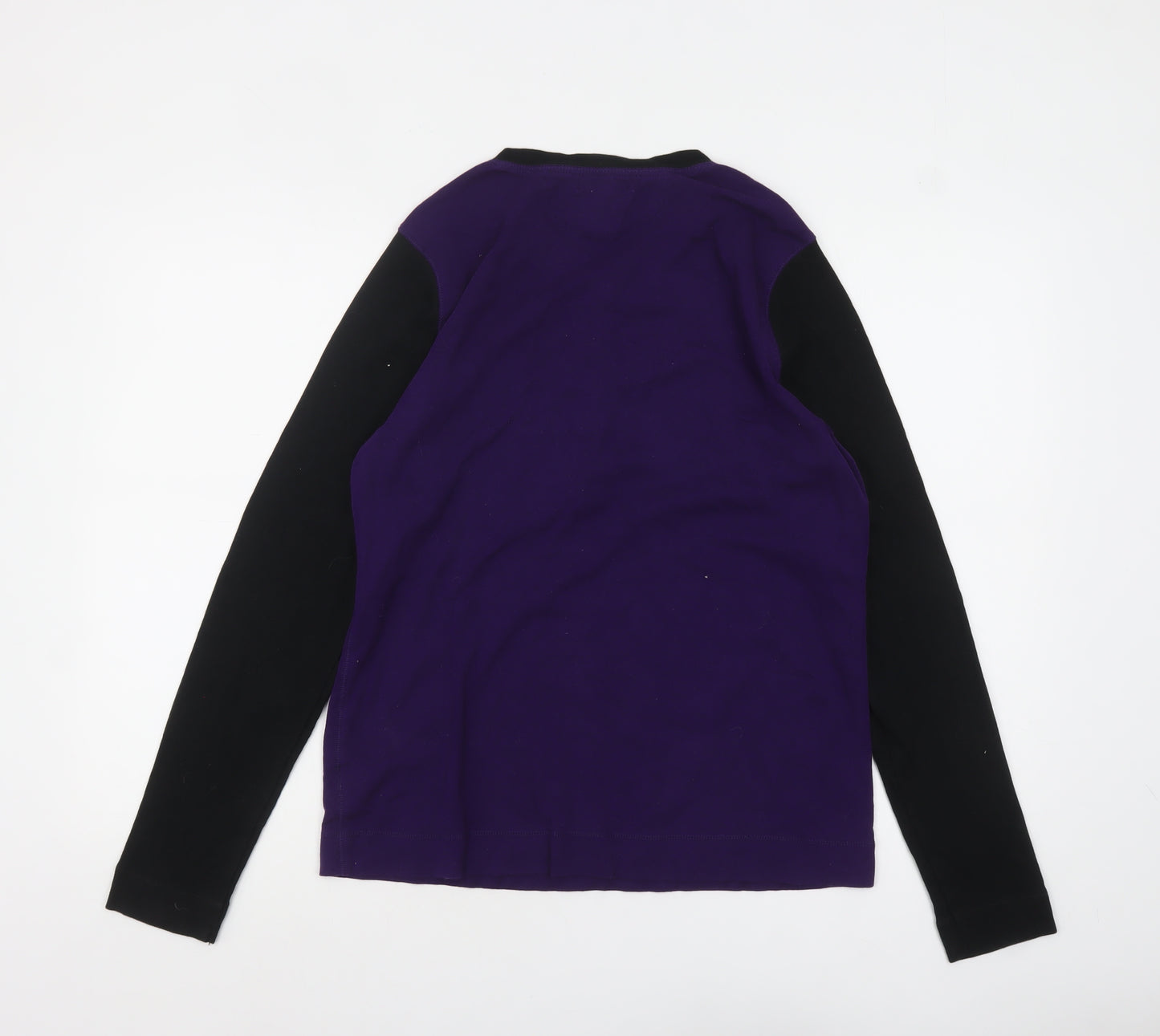 Ralph Lauren Women’s Purple Black Long Sleeve Henley Jersey Top XL