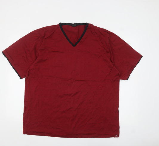 Jil Men's Red V-Neck Polka Dot Cotton 3XL T-Shirt