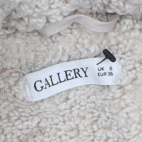 Gallery Womens Beige Long Teddy Fleece Overcoat Size 8