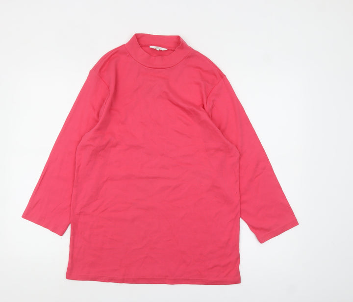Cotton Traders Women's Pink Mock Neck Long Sleeve T-Shirt Size 20